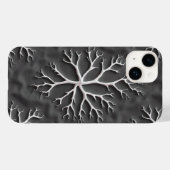 ダークグレーのiPhoneケース 白い枝のオーガニック柄 Case-Mate iPhoneケース (裏面 (横))
