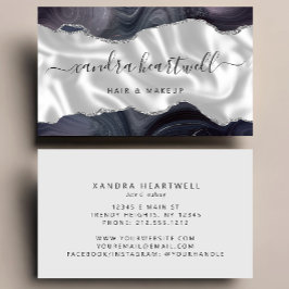 ダークグレーアガテシルバーグリッターラグジュアリースタイリスト 名刺