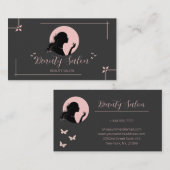 ダークグレーアンドピンク美しいサロン 名刺 (正面/裏面)