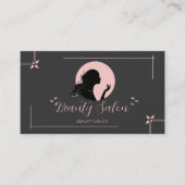 ダークグレーアンドピンク美しいサロン 名刺 (正面)