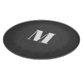 ダークグレーイニシャルレターモノグラムモダン カッティングボード (角)