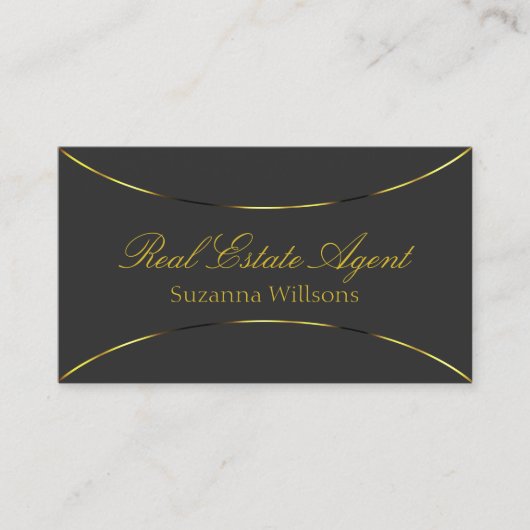 ダークグレーウィズシメリー金ゴールドデコールプロフェッショナル 名刺 (正面)