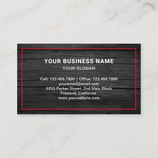 ダークグレーウッドカートーイングサービス牽引トラック 名刺 (裏面)