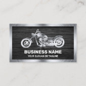 ダークグレーウッドスチールモーターバイクバイク整備士 名刺 (正面)