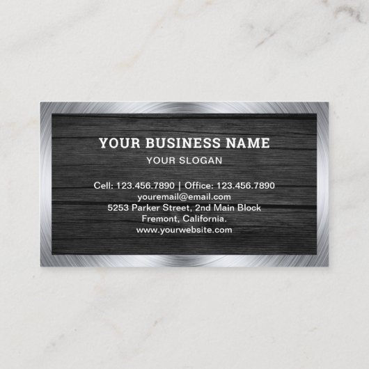 ダークグレーウッドハンドマン修理工具電気技師 名刺 (裏面)