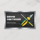 ダークグレーウッドハンドマン修理工具電気技師 名刺 (正面)