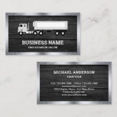 ダークグレーウッドロジスティクス輸送トラックトレーラー 名刺 (正面/裏面)