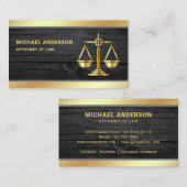 ダークグレーウッド金ゴールドジャスティススケール弁護士弁護士 名刺 (正面/裏面)