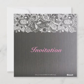 ダークグレーウッド&ホワイトレースブライダルシャワー招待状 招待状 (裏面)