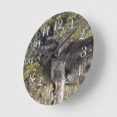 ダークグレーウルフ&フォレストパスチュアフォトクロック ラウンド壁時計 (傾斜)