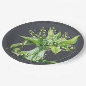 ダークグレーグリーン リリー・オブ・ザ・バレーシャワー ペーパープレート (アングル)