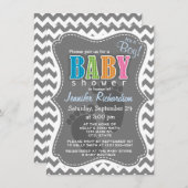 ダークグレーシェブロン;ジグザグ 招待状 (正面/裏面)