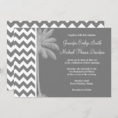 ダークグレーシェブロン;トロピカルパーム 招待状 (正面/裏面)