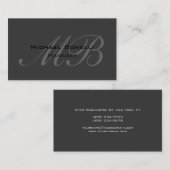 ダークグレースクリプトモノグラムマネージャー名刺 名刺 (正面/裏面)