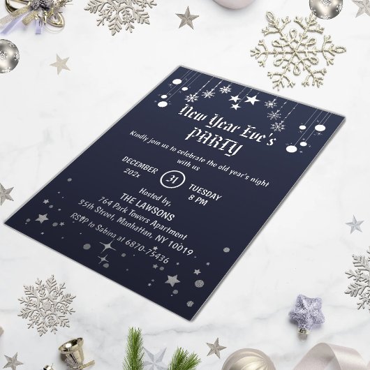 ダークグレースターズ&スノーフレークニューイヤーパーティー 箔招待状