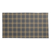 ダークグレーダイヤモンド(金ゴールドグリッドとドットパターン) 枕カバー (裏面-左)