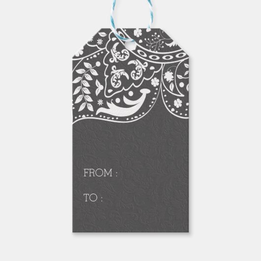 ダークグレーダマスクホワイトレース ギフトタグ (正面)