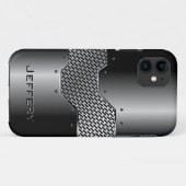 ダークグレートーンシャイニーメタリックルック Case-Mate iPhoneケース (裏面(横))