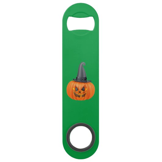 ダークグレーハットとオレンジカボチャボトルオープナー スピード栓抜き (正面)