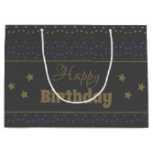 ダークグレーハッピーバースデー抱き枕と星 ラージペーパーバッグ (正面)