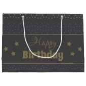 ダークグレーハッピーバースデー抱き枕と星 ラージペーパーバッグ (裏面)