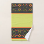 ダークグレーピンクスとオレンジフローラアクセント バスタオルセット (ハンドタオル)