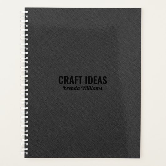 ダークグレーフェイクのリネンのテクスチャ プランナー手帳 (正面)