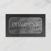 ダークグレーフェイクスチールメタルプレートとネジ 名刺 (正面)