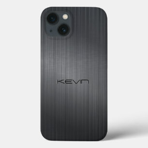ダークグレーフェイクブラシ仕上げアルミニウム背景ケース – Ma iPhone 13ケース