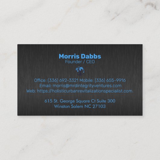 ダークグレーフェイクメタテクスチャビジネス 名刺 (裏面)