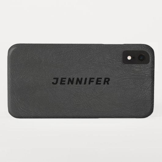 ダークグレーフェイクレザーテクスチャ Case-Mate iPhoneケース (裏面(横))