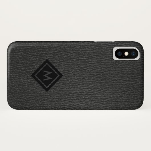 ダークグレーフェイクレザーモノグラム Case-Mate iPhoneケース (裏面(横))