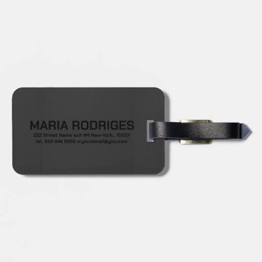 ダークグレーフェイクレザールックモノグラム ラゲッジタグ (裏面横)