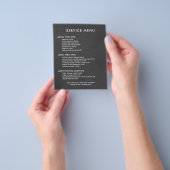 ダークグレーフェイクヴィンテージレザーサービスメニュー チラシ (手)