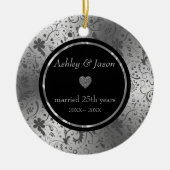 ダークグレーフローラダマスク セラミックオーナメント (正面)