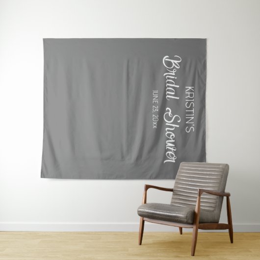 ダークグレーブライダルシャワーフォトバックグラウンド タペストリー (インサイチュ(横))