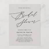 ダークグレーブライダルシャワーミニマルエレガントリストスクリプト インビテーションポストカード (正面)
