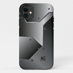ダークグレーブラッシュアルミニウムメタルルック2 – モノグラム iPhone 11 ケース