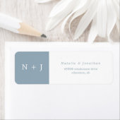 ダークグレーブルーのミニマリスト新郎新婦イニシャル ラベル (インサイチュ)