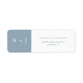 ダークグレーブルーのミニマリスト新郎新婦イニシャル ラベル