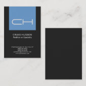 ダークグレーブルーモノグラムプロフェッショナル名刺 名刺 (正面/裏面)