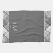 ダークグレープレイド名パーソナライズされたモノグラム キッチンタオル (横)