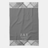 ダークグレープレイド名パーソナライズされたモノグラム キッチンタオル (縦)