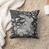 ダークグレーホワイトウサギマザー&ベビーズチノセリ クッション (ブランケット)