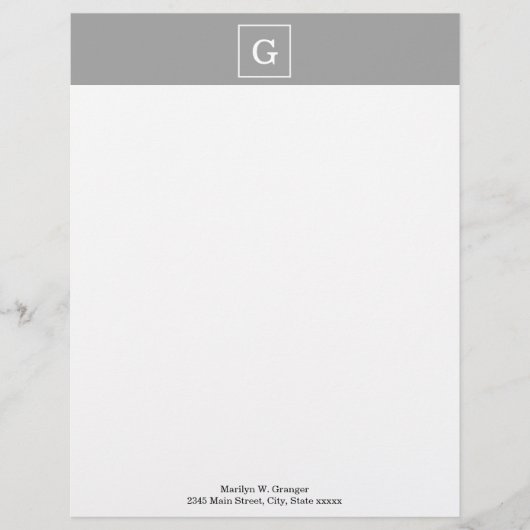 ダークグレーホワイトフレームイニシャルモノグラム レターヘッド (正面)