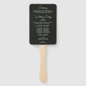 ダークグレーホワイトフローラエレガントな結婚式プログラム ハンドファン (裏面)