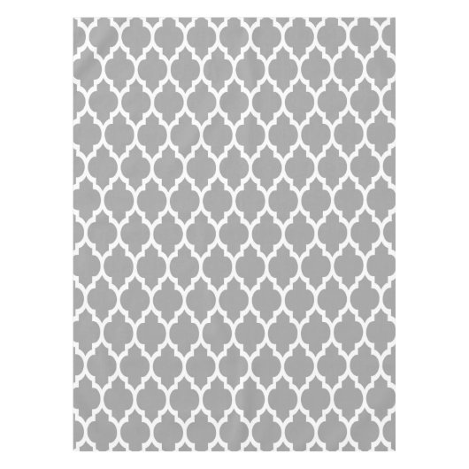 ダークグレーホワイトモロッコクローバーパターン#4 テーブルクロス (正面)