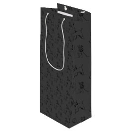 ダークグレーミニチュアシュナウザーラインアート1-5 ワインギフトバッグ