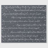 ダークグレーミニマリストカスタムスクリプト文字雪 ラッピングペーパー (フラット)