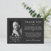ダークグレーミニマリストフォト悔やみや弔慰ありがとう サンキューカード (スタンド正面)